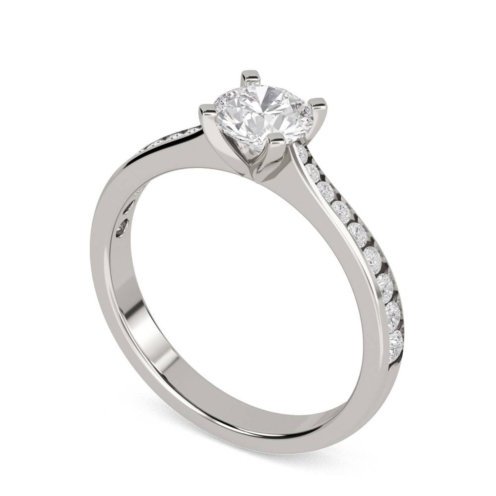 Round Diamond Shoulder Set Ring set in Platinum