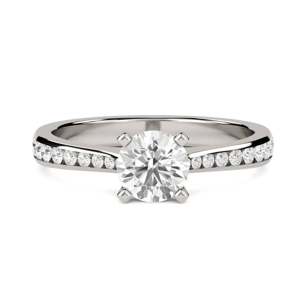 Round Diamond Shoulder Set Ring set in Platinum