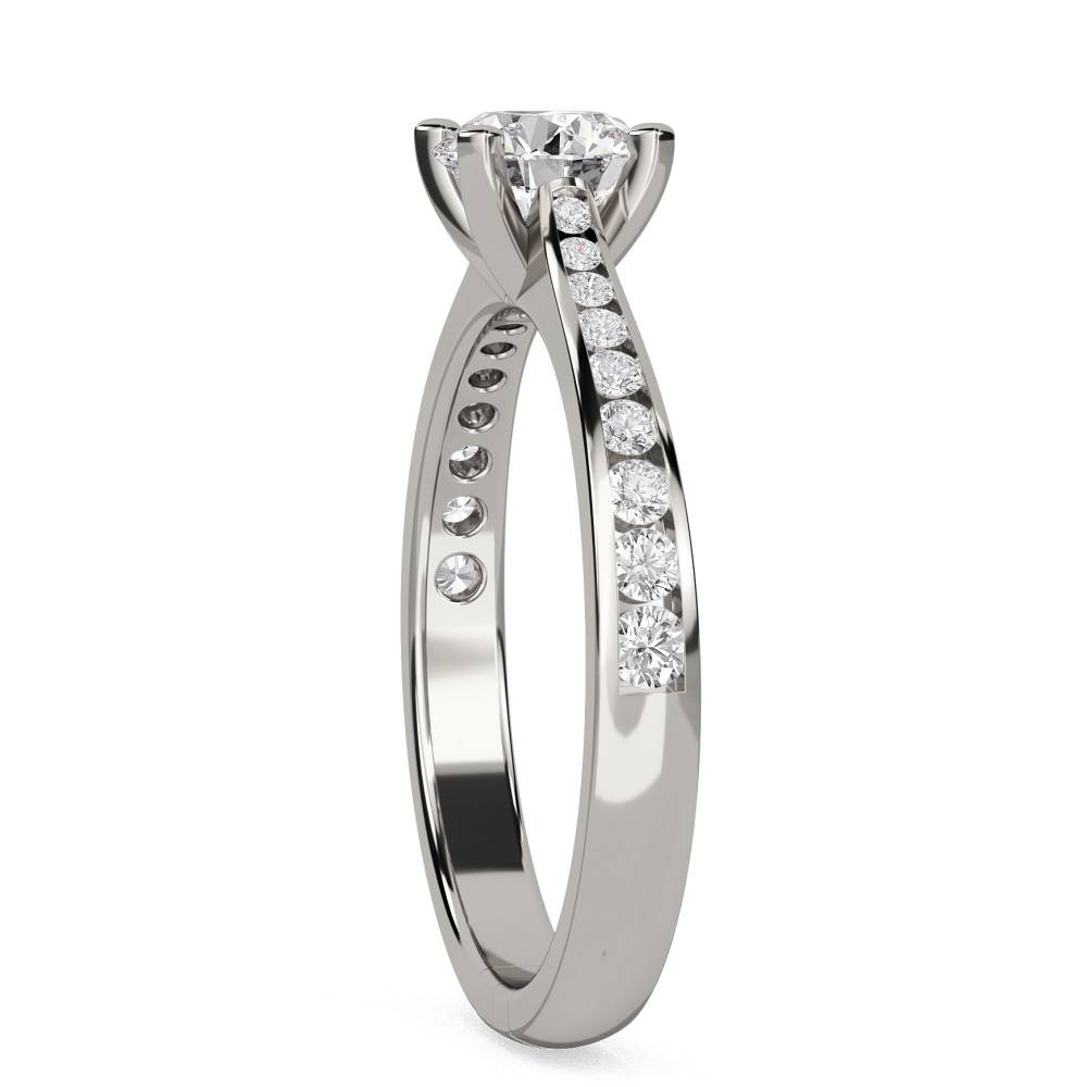 Round Diamond Shoulder Set Ring set in Platinum