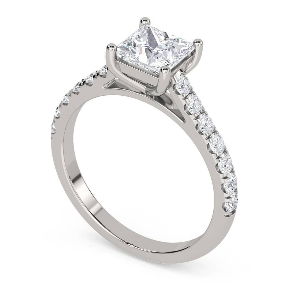 Princess Diamond Shoulder Set Ring P