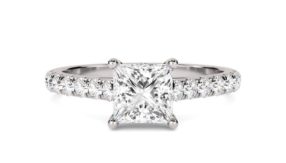 Princess Diamond Shoulder Set Ring P