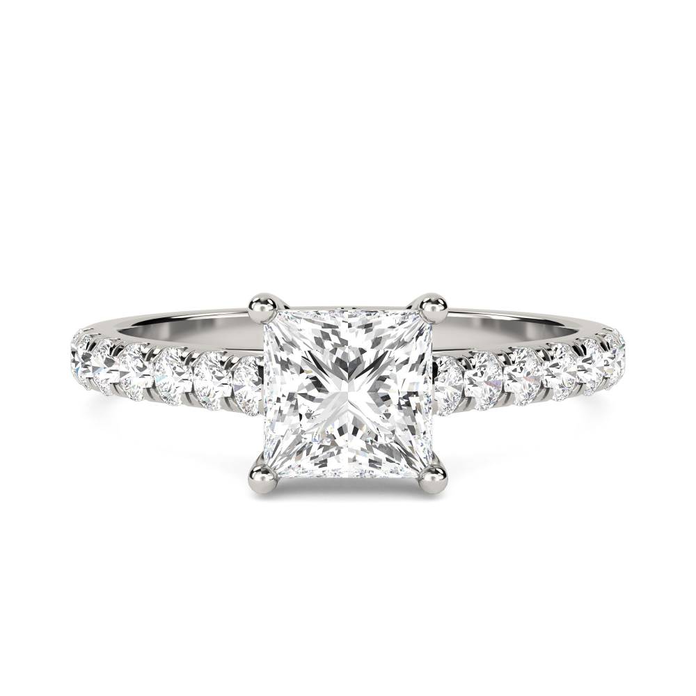 Princess Diamond Shoulder Set Ring P