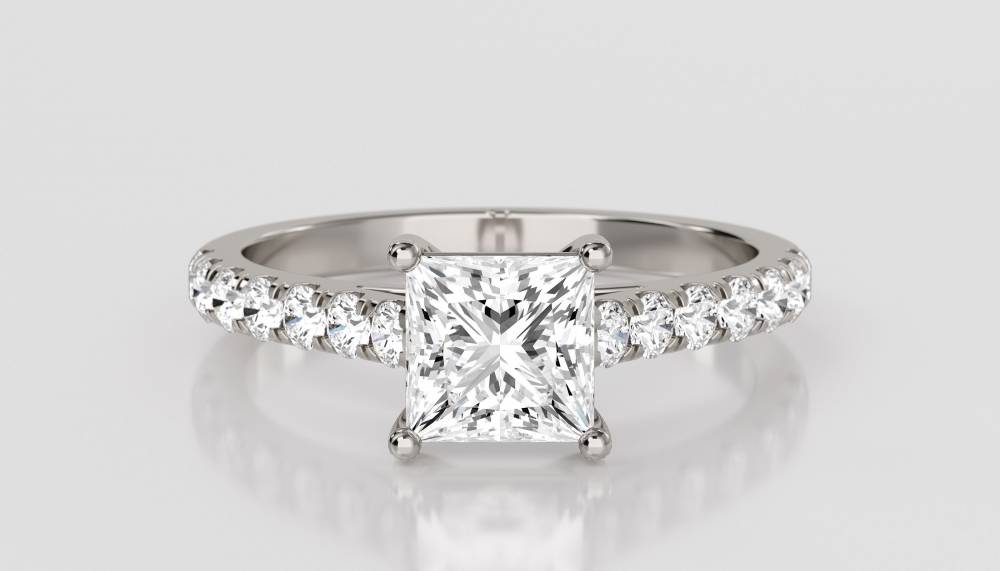 Princess Diamond Shoulder Set Ring P