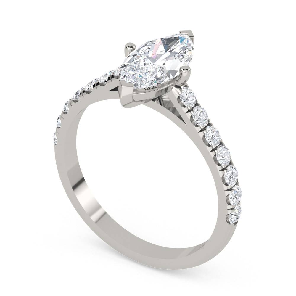 Marquise Diamond Shoulder Set Ring set in Platinum