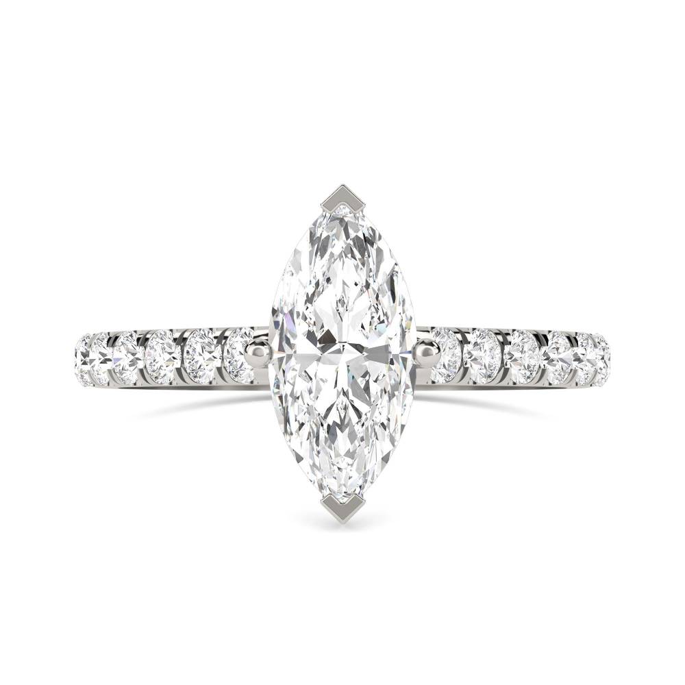 Marquise Diamond Shoulder Set Ring set in Platinum