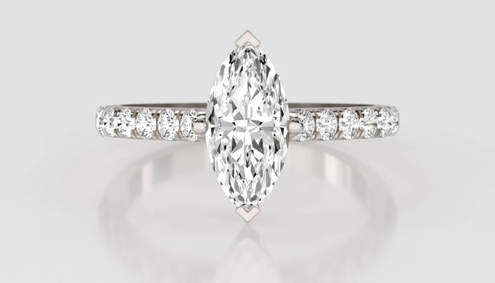 Marquise Diamond Shoulder Set Ring set in Platinum