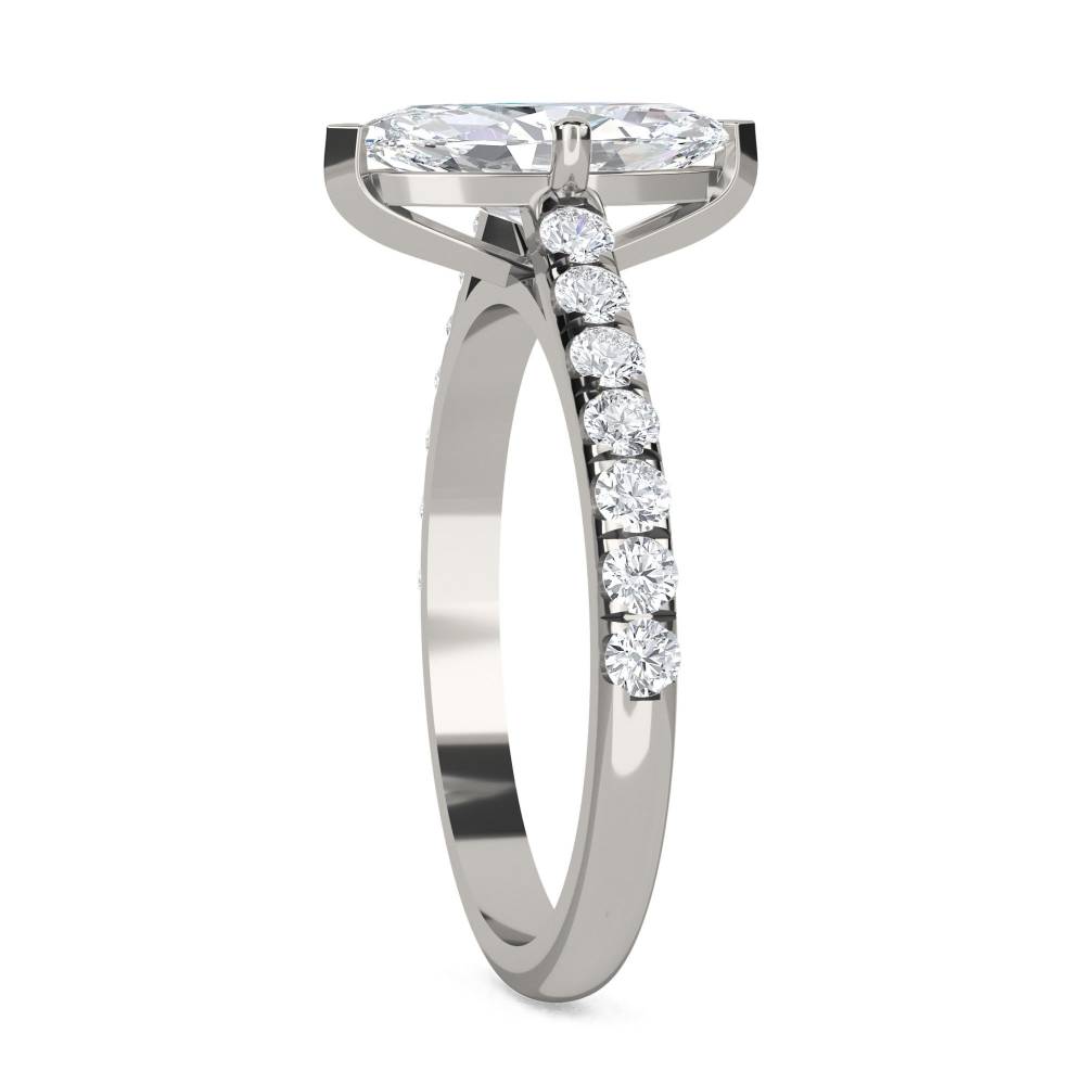 Marquise Diamond Shoulder Set Ring set in Platinum