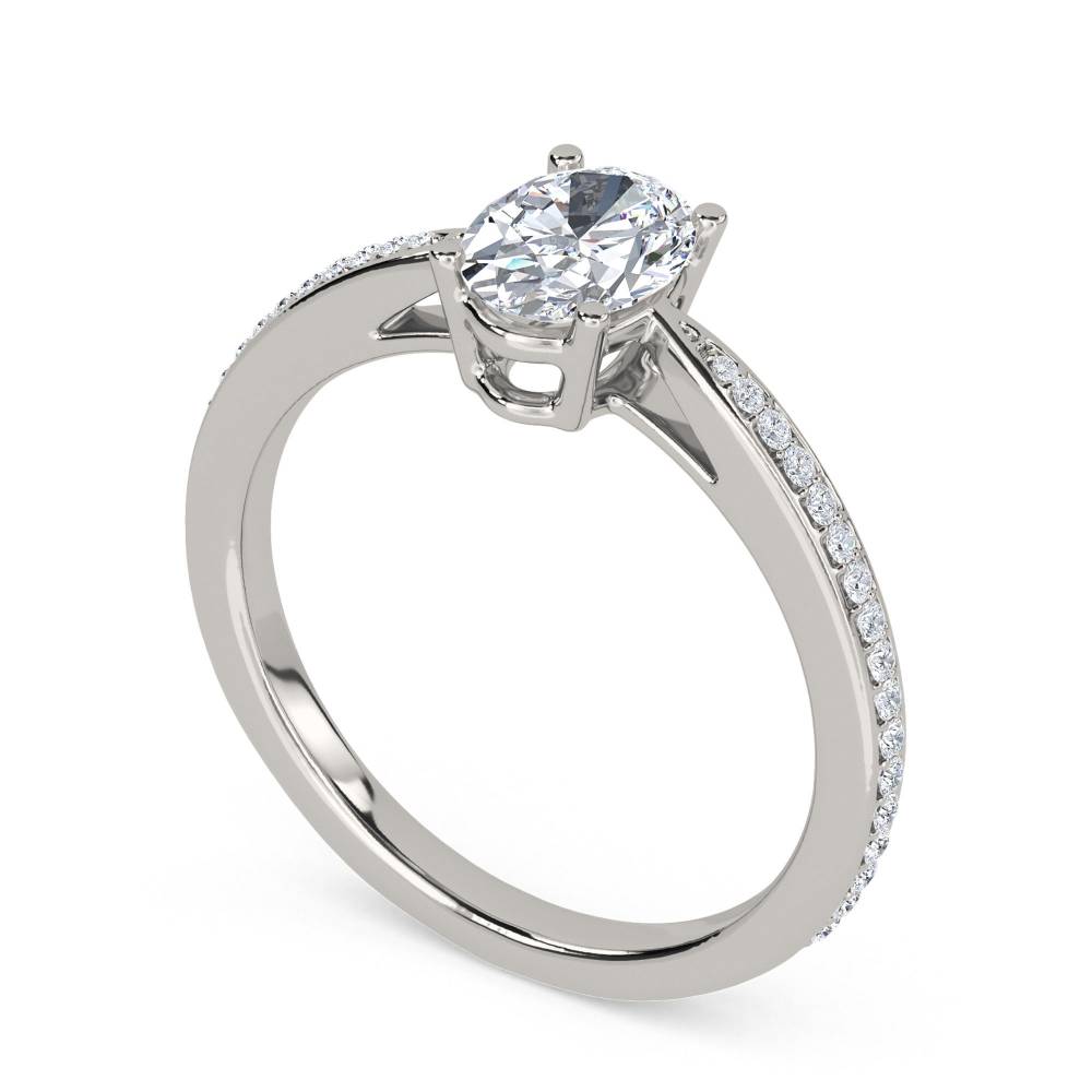 Oval Diamond Shoulder Set Ring set in Platinum