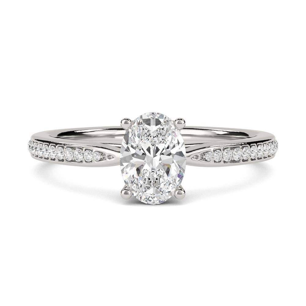 Oval Diamond Shoulder Set Ring P