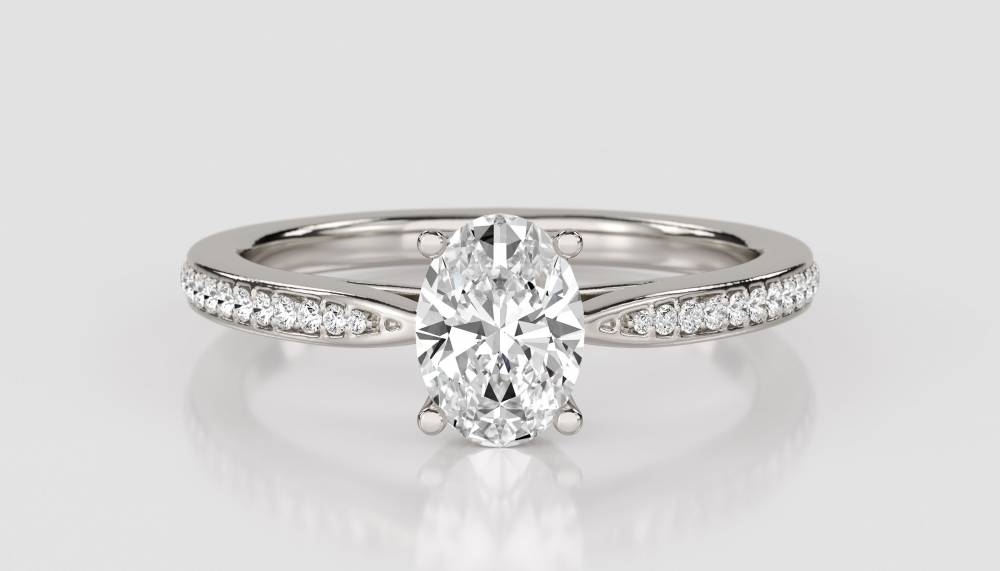 Oval Diamond Shoulder Set Ring P