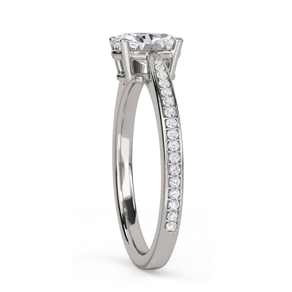 Oval Diamond Shoulder Set Ring P