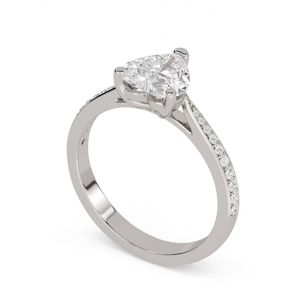 Modern Heart Diamond Shoulder Set Ring set in Platinum