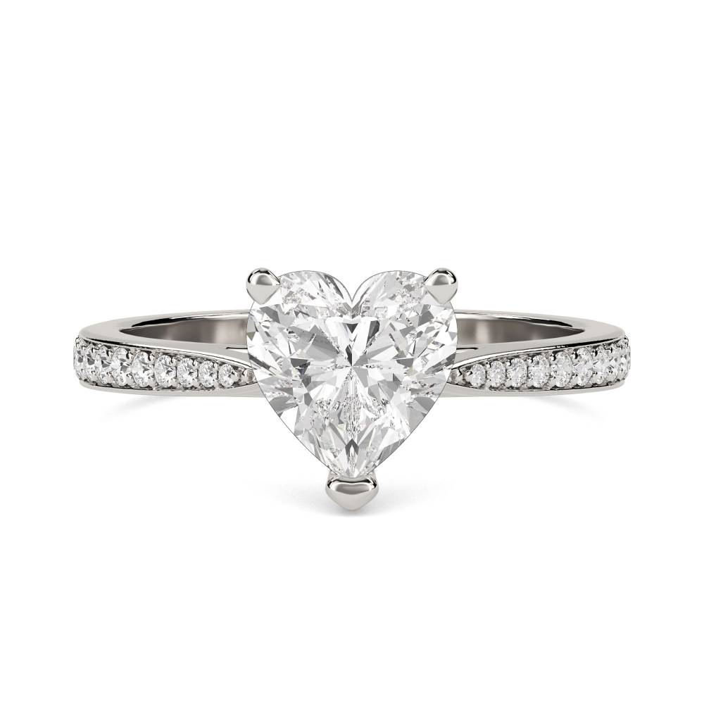 Modern Heart Diamond Shoulder Set Ring set in Platinum