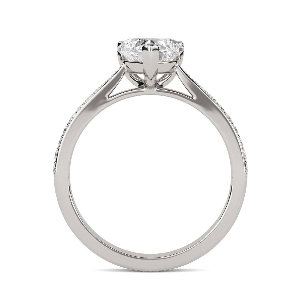 Modern Heart Diamond Shoulder Set Ring set in Platinum