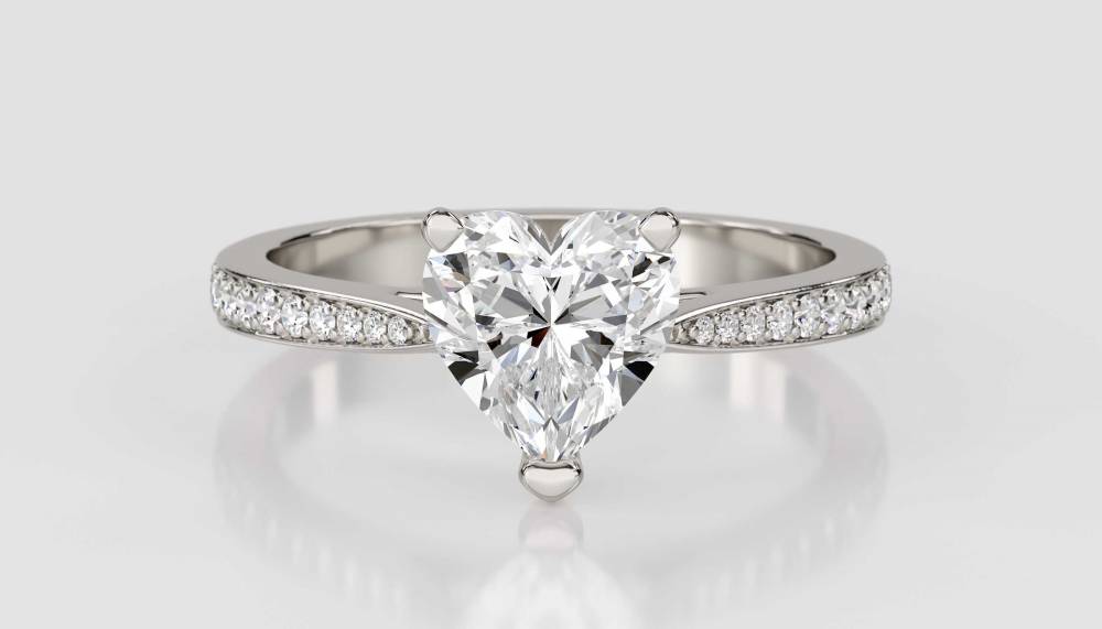 Modern Heart Diamond Shoulder Set Ring set in Platinum