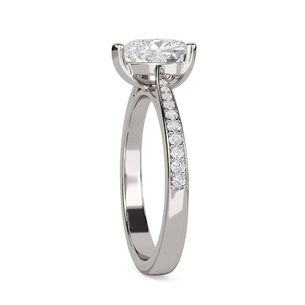 Modern Heart Diamond Shoulder Set Ring set in Platinum