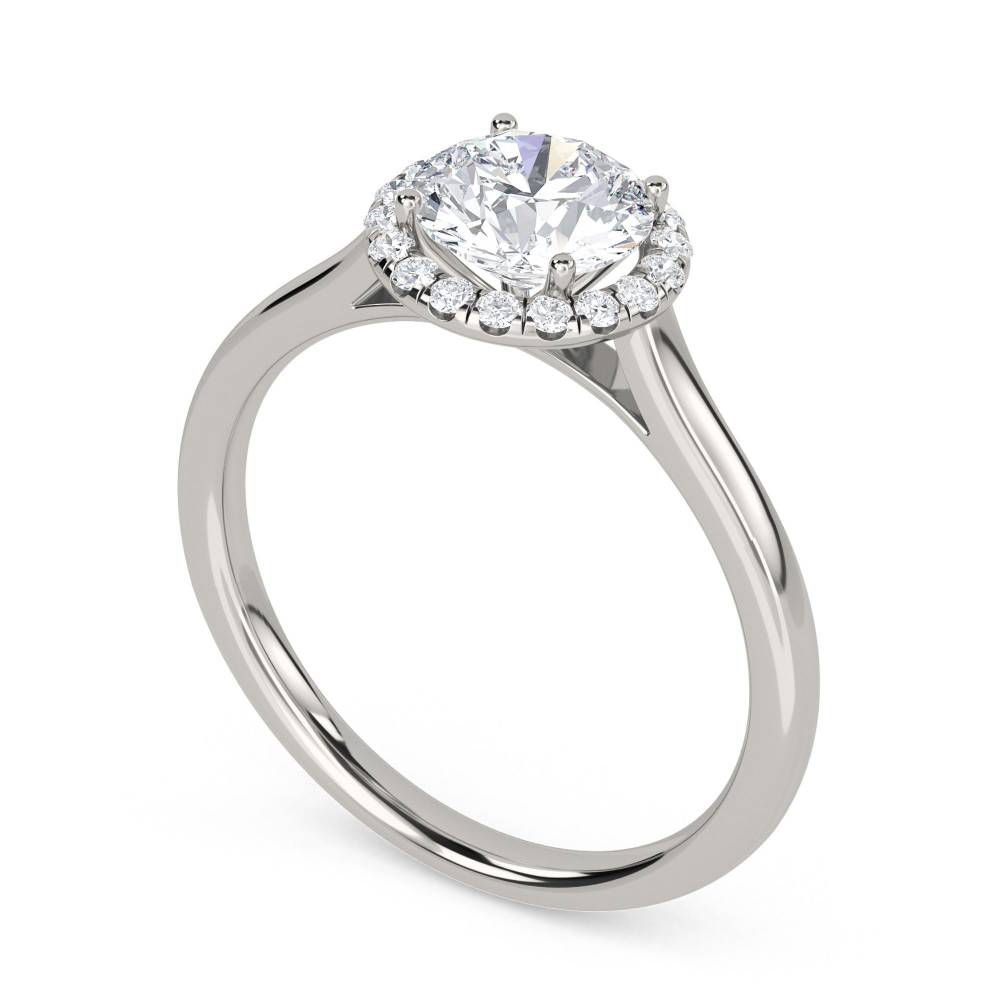 Elegant Round Diamond Single Halo Ring set in Platinum