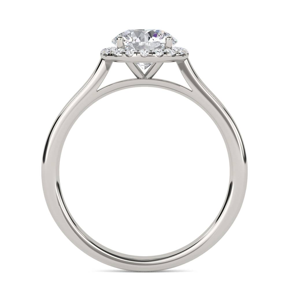 Elegant Round Diamond Single Halo Ring set in Platinum