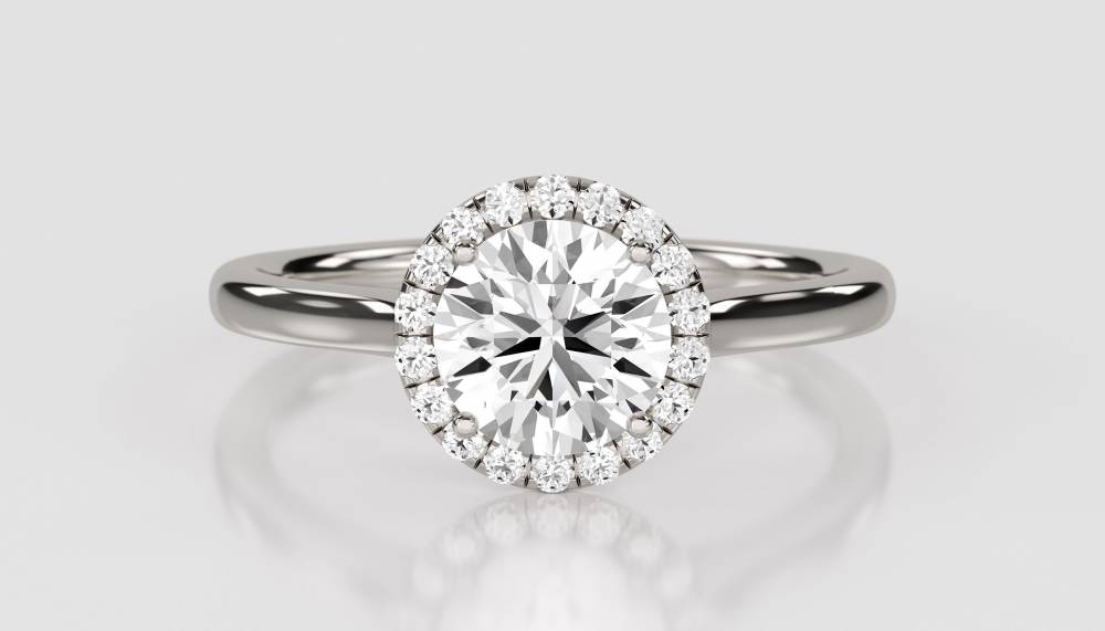 Elegant Round Diamond Single Halo Ring P