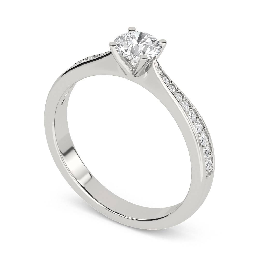 Round Shoulder Set Diamond Engagement Ring P