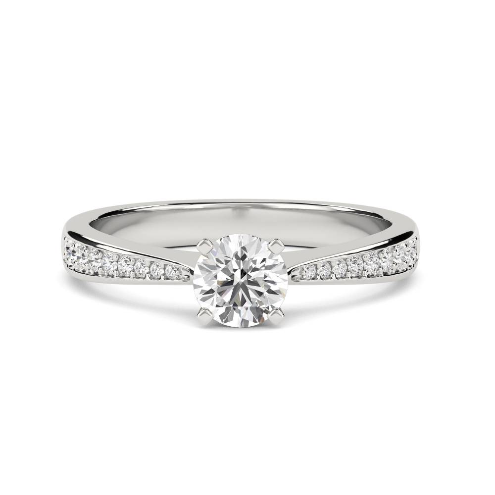 Round Shoulder Set Diamond Engagement Ring P