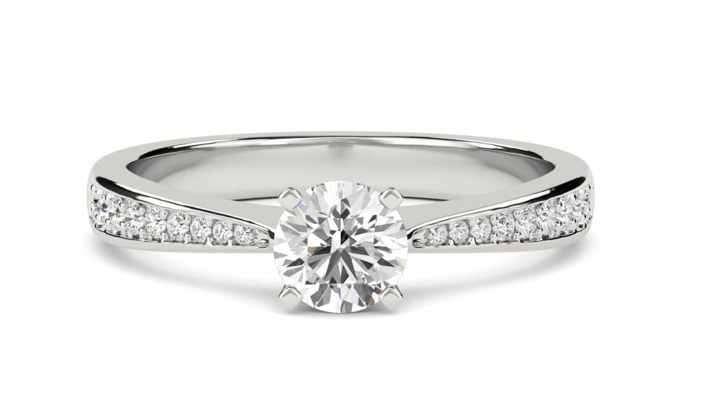 Round Shoulder Set Diamond Engagement Ring P