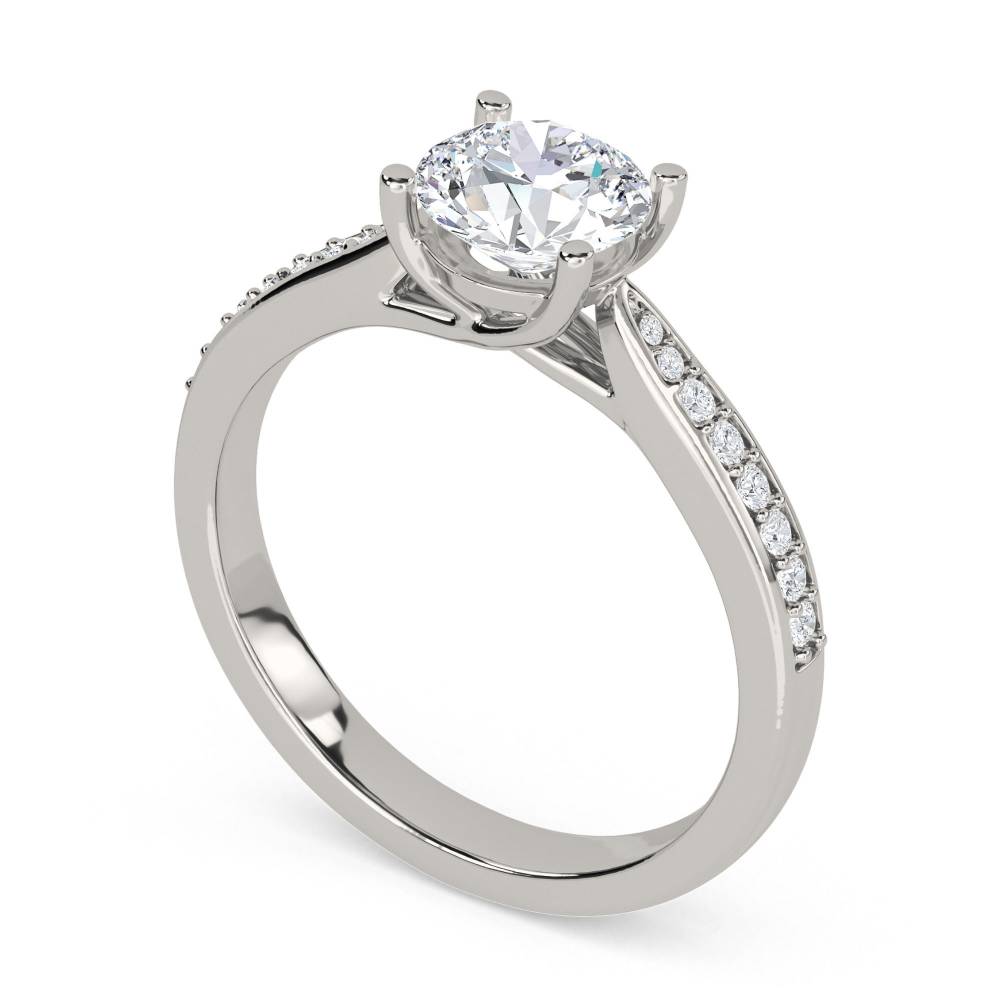 Round Diamond Shoulder Set Ring set in Platinum