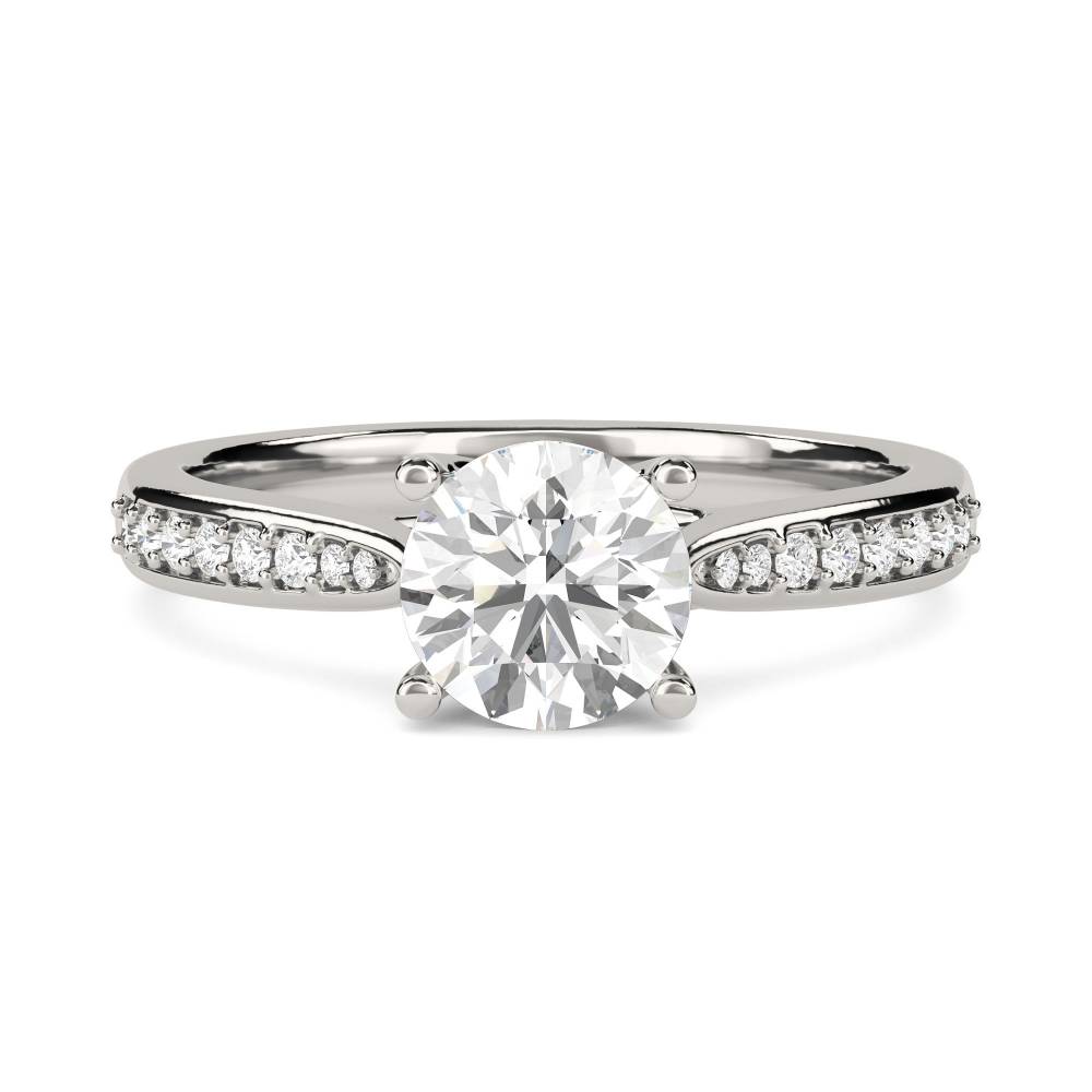 Round Diamond Shoulder Set Ring set in Platinum