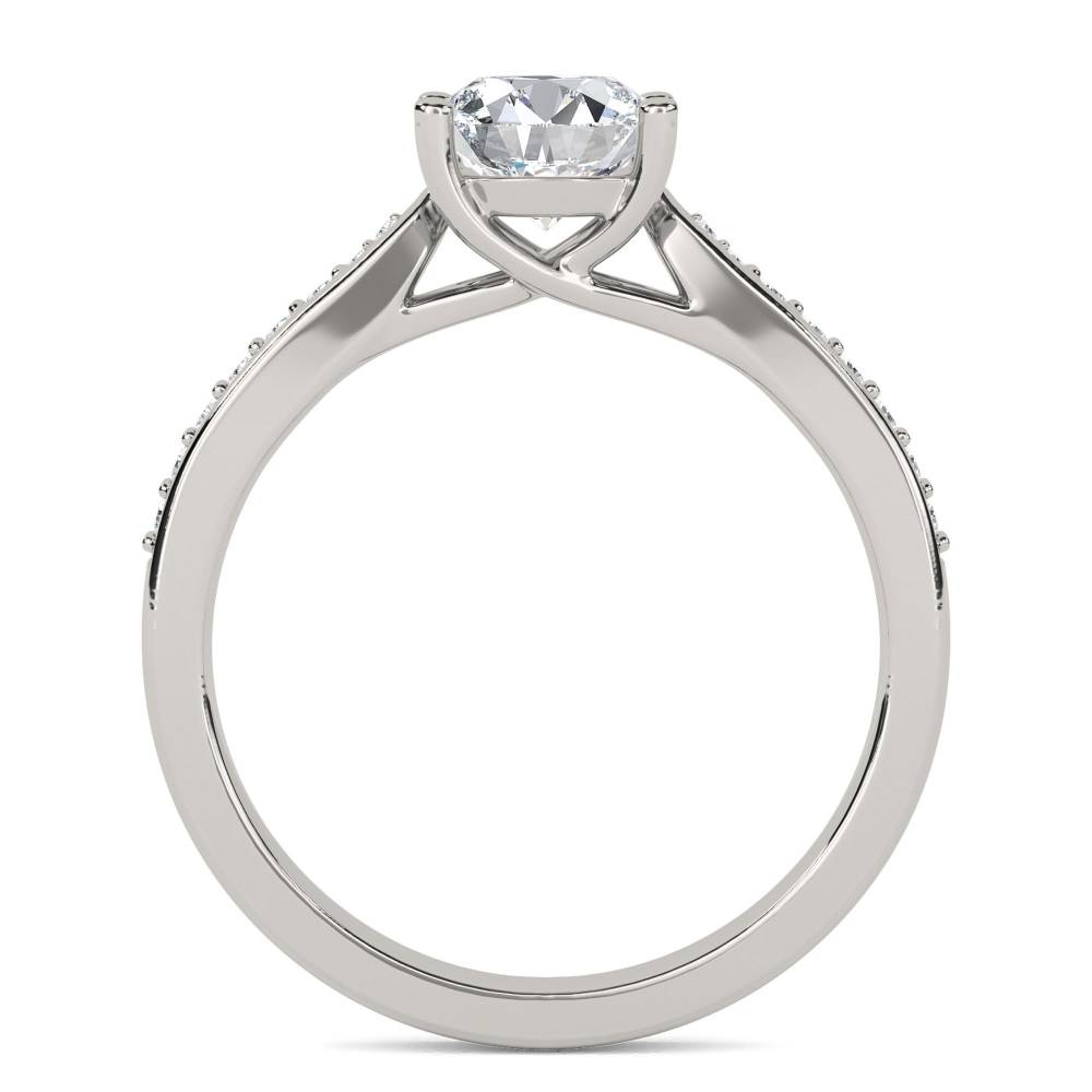 Round Diamond Shoulder Set Ring set in Platinum