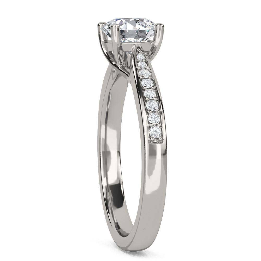 Round Diamond Shoulder Set Ring set in Platinum