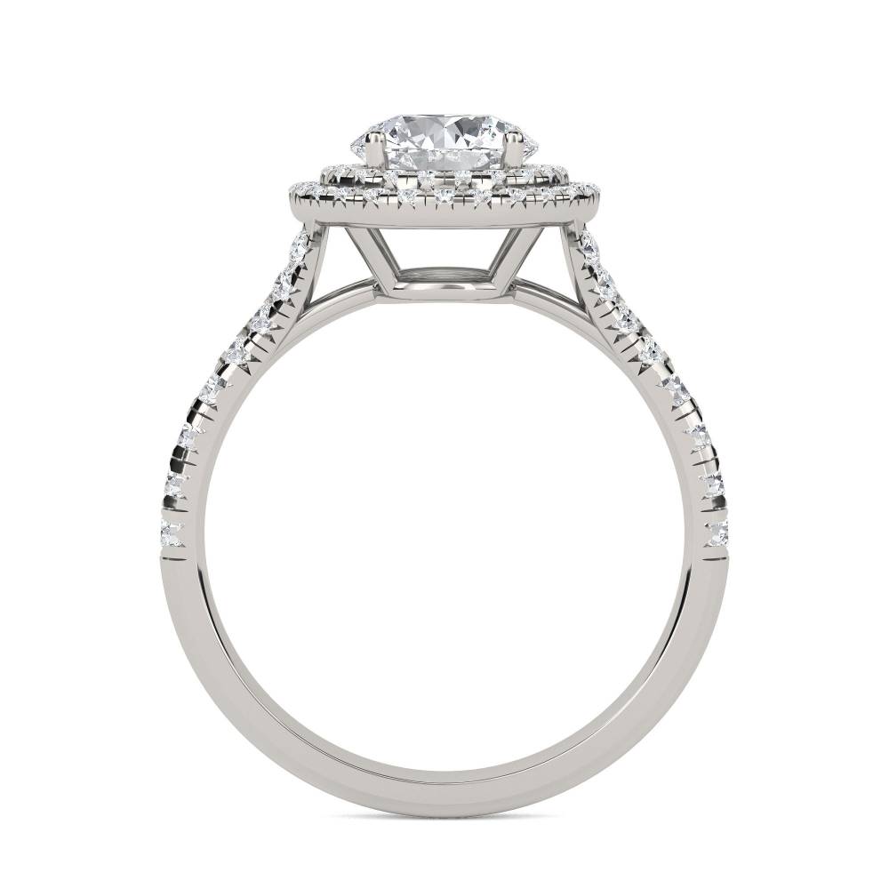 Round Diamond Single Halo Shoulder Set Ring P