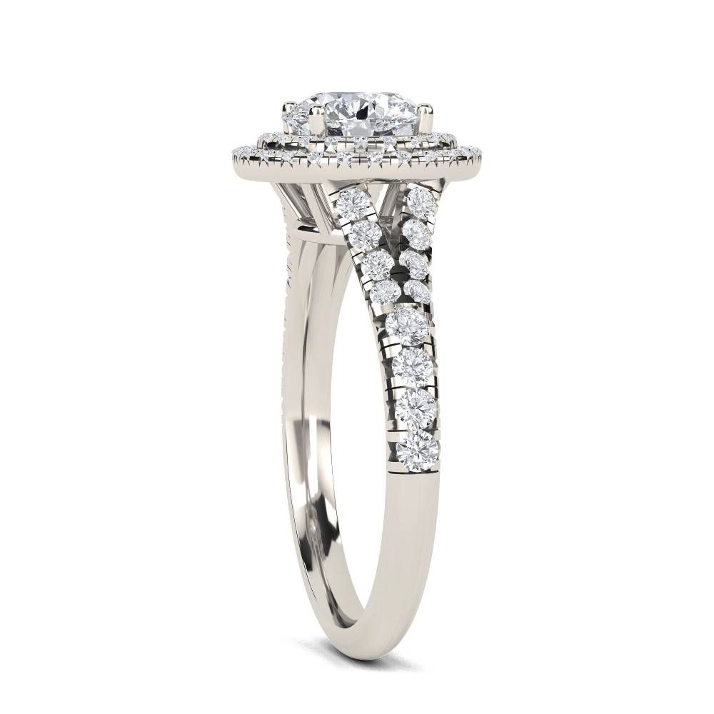 Round Diamond Single Halo Shoulder Set Ring P