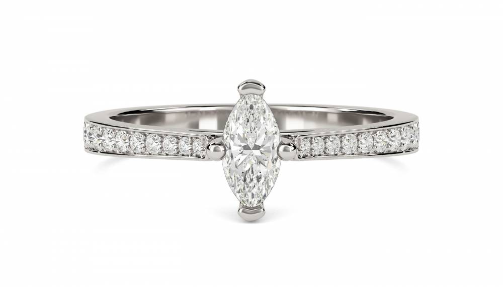 Marquise Diamond Shoulder Set Ring P