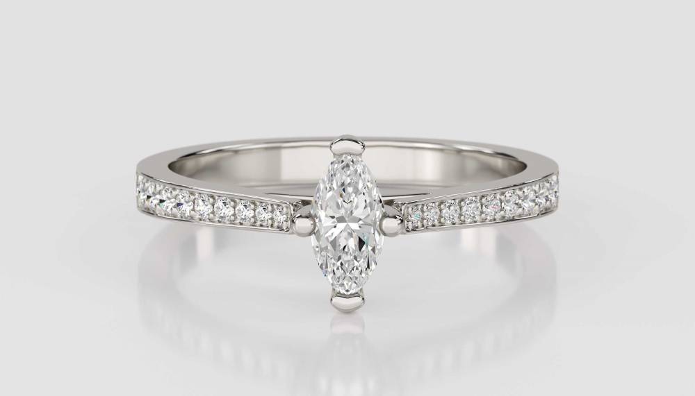 Marquise Diamond Shoulder Set Ring P