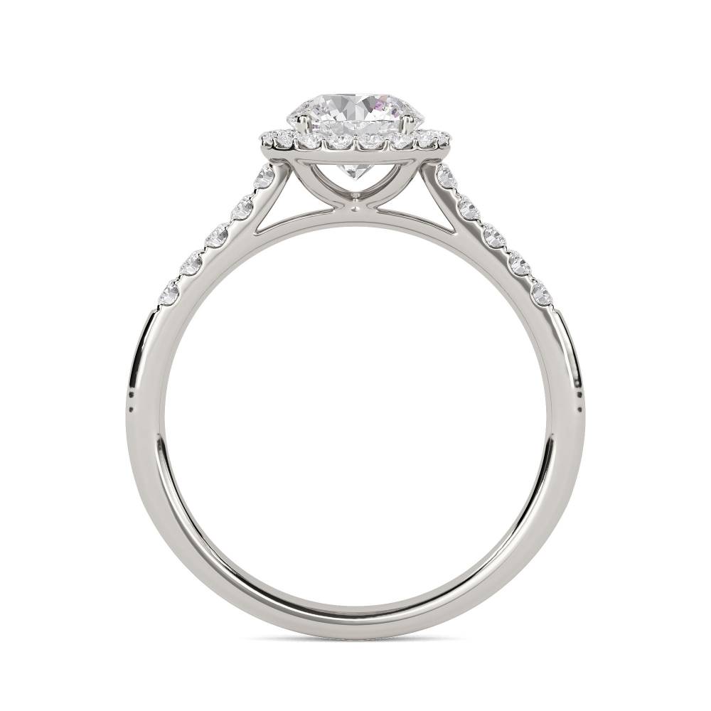 Round Diamond Single Halo Shoulder Set Ring P