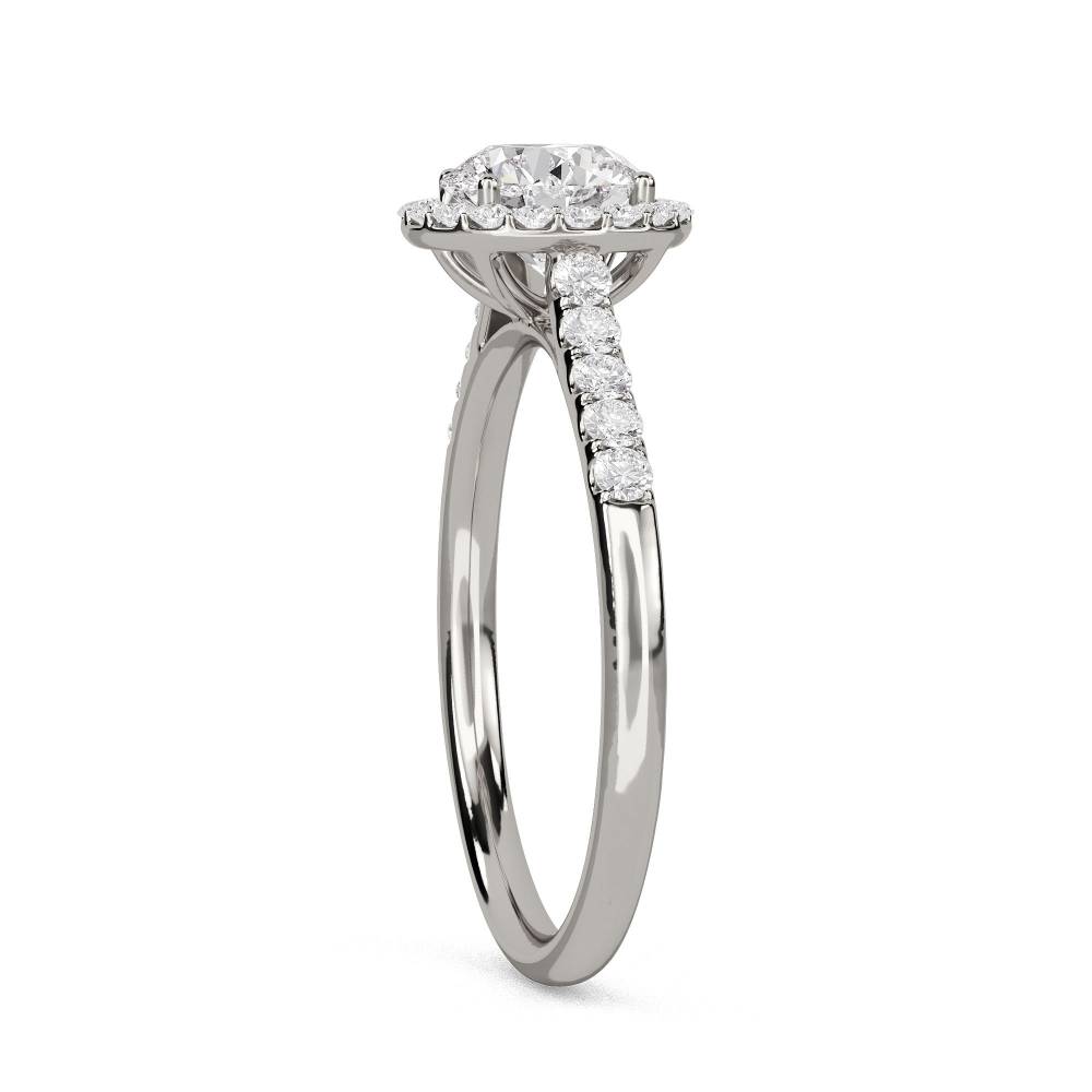 Round Diamond Single Halo Shoulder Set Ring P