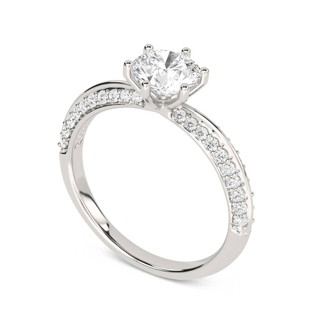 Classic Six Claw Round Diamond Ring set in Platinum