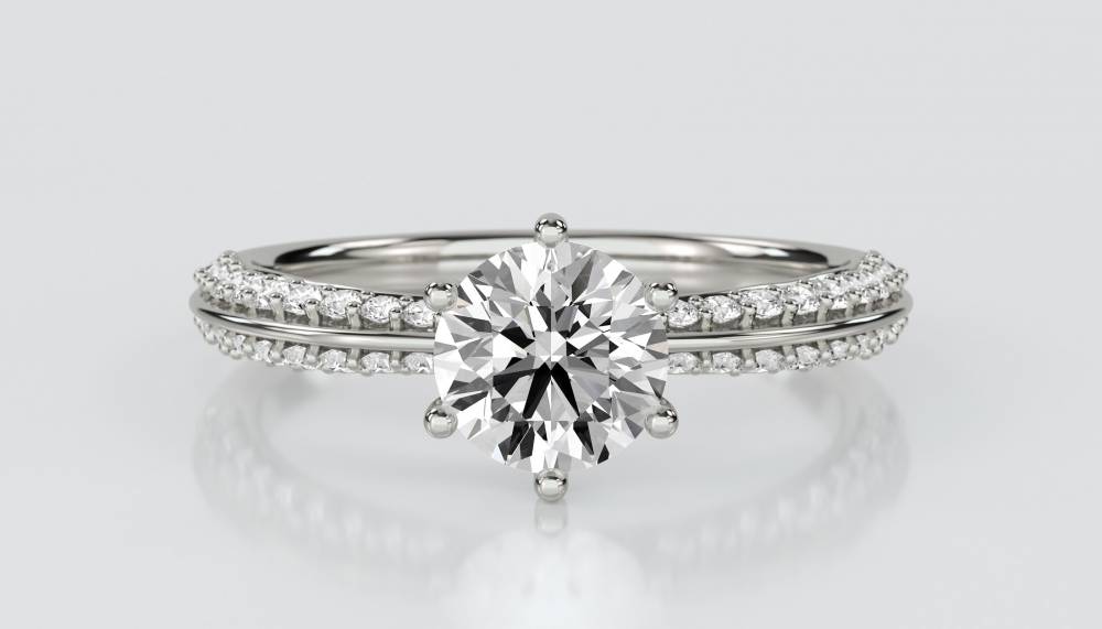 Classic Six Claw Round Diamond Ring set in Platinum