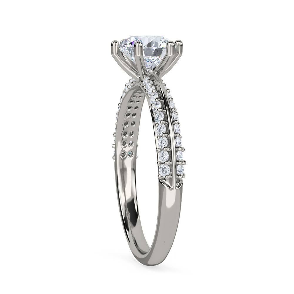 Classic Six Claw Round Diamond Ring set in Platinum