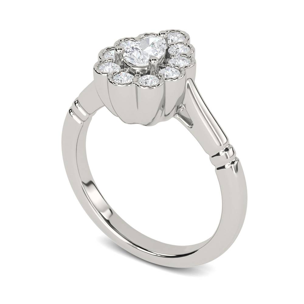 Pear Diamond Milgrain Set Designer Ring set in Platinum