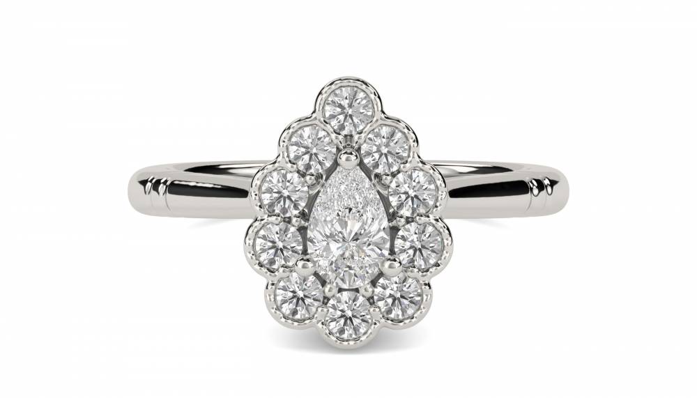 Pear Diamond Milgrain Set Designer Ring P