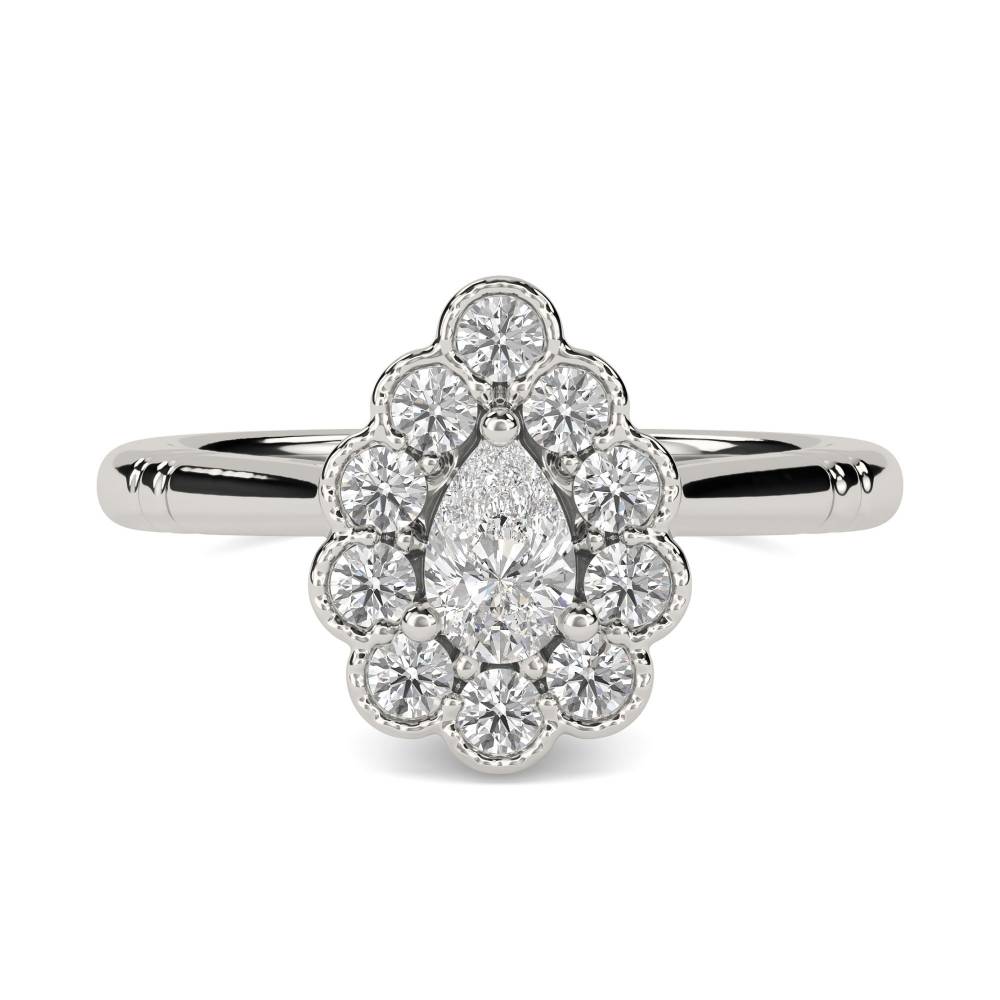 Pear Diamond Milgrain Set Designer Ring P