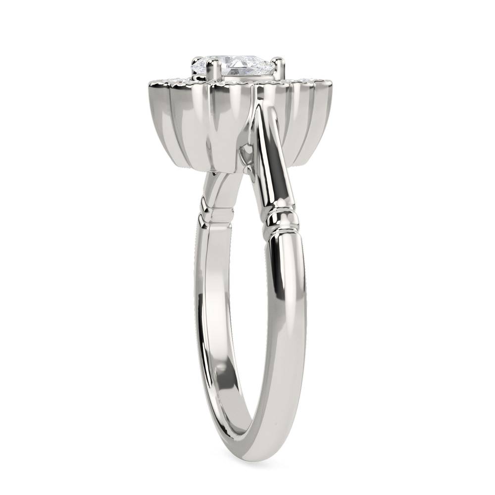 Pear Diamond Milgrain Set Designer Ring set in Platinum