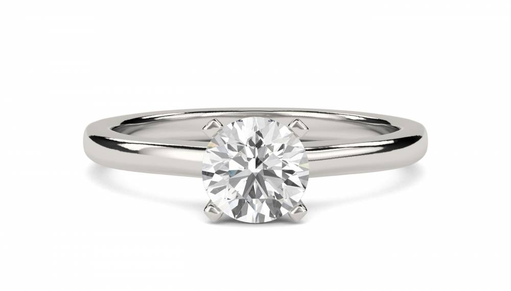 Knife Edge Round Diamond Engagement Ring P