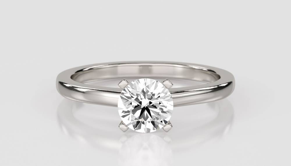 Knife Edge Round Diamond Engagement Ring P