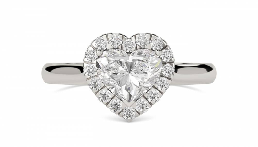 Modern Heart Diamond Single Halo Ring P