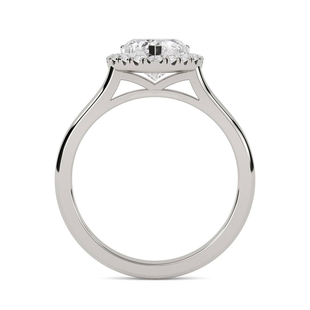 Modern Heart Diamond Single Halo Ring set in Platinum