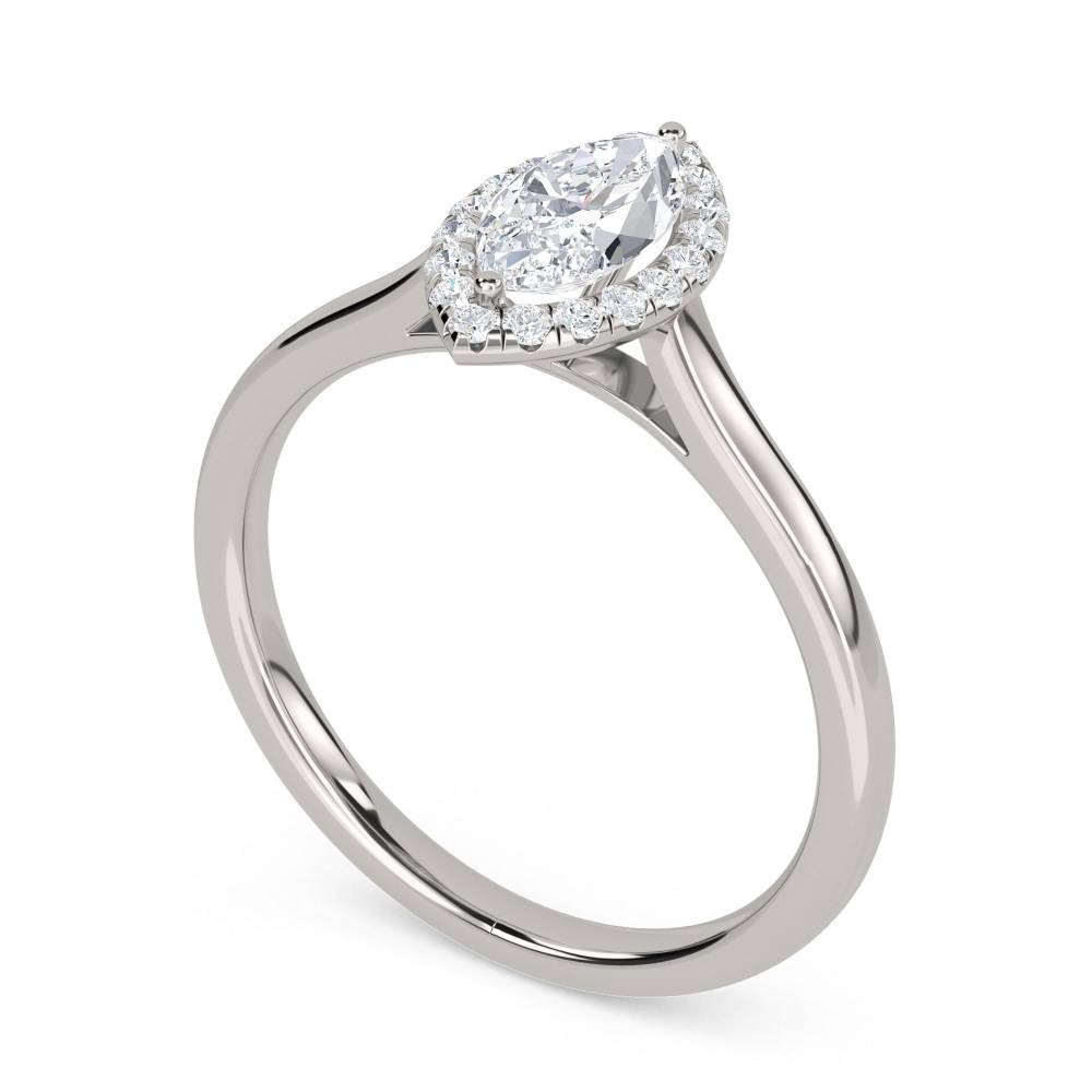 Marquise & Round Diamond Single Halo Ring P