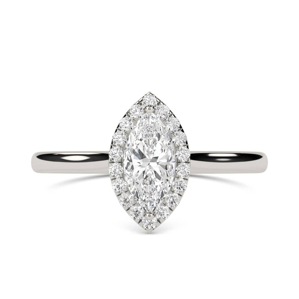 Marquise & Round Diamond Single Halo Ring P