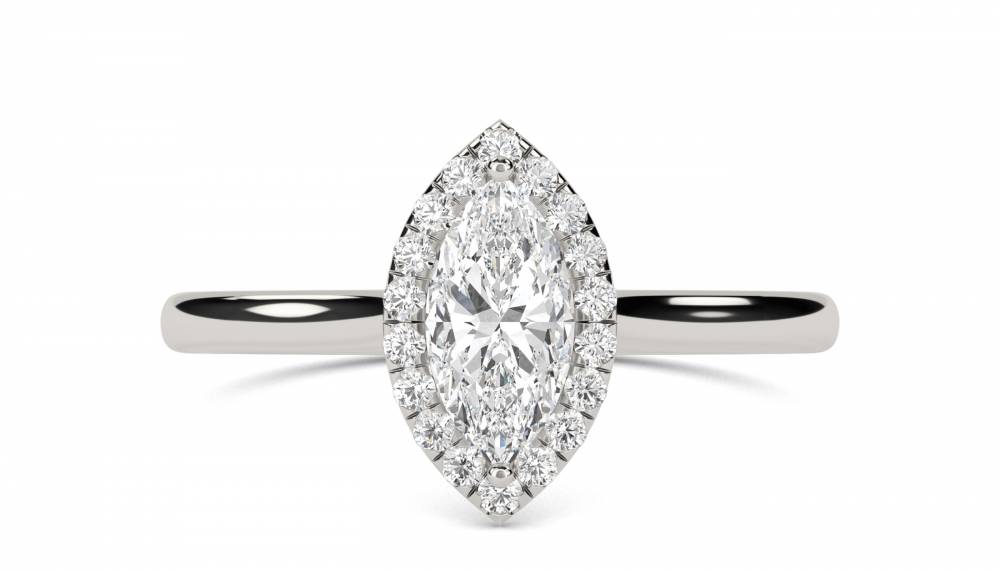 Marquise & Round Diamond Single Halo Ring P